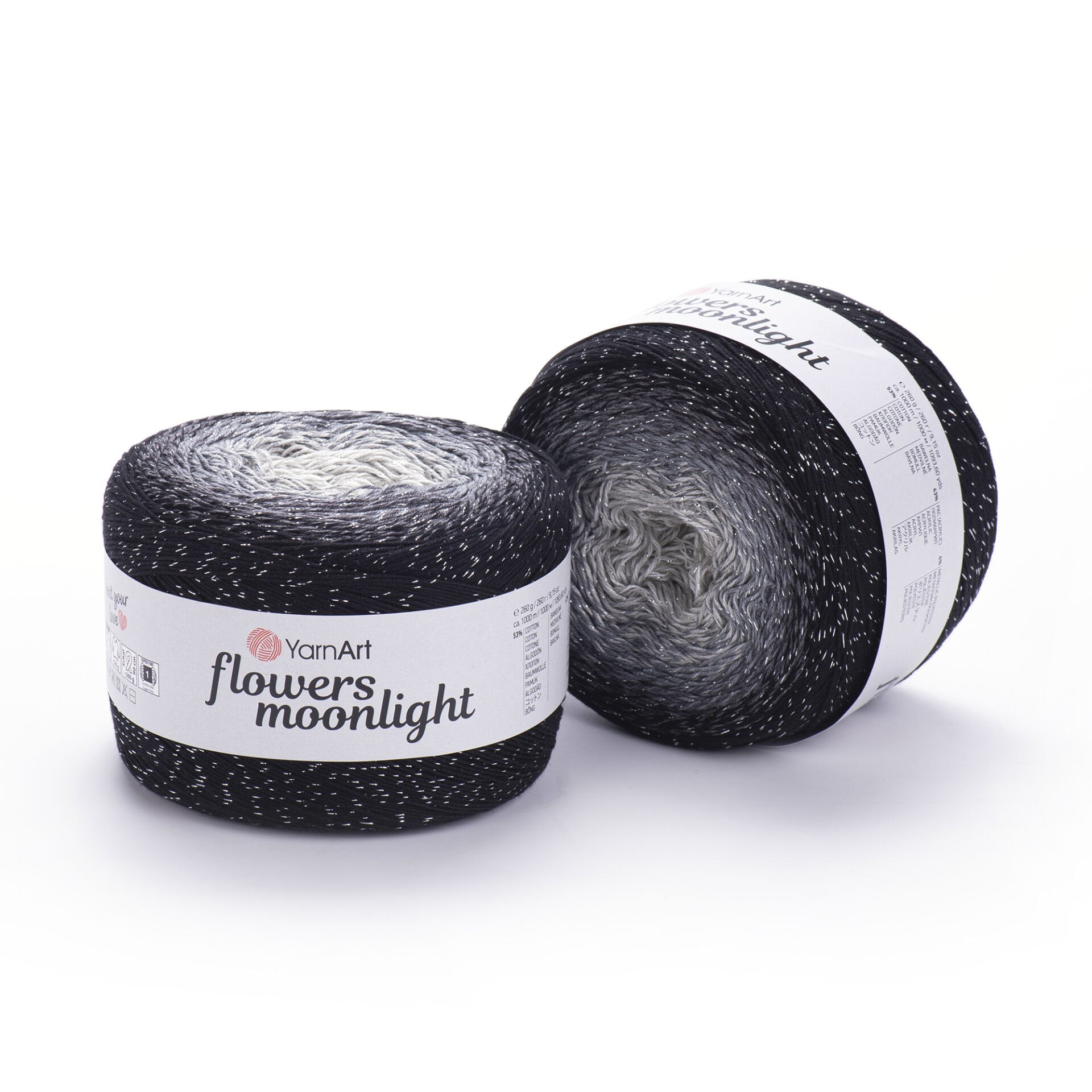 YARNART FLOWERS MOONLIGHT - GLITERRY MULTICOLOR KNITTING YARN VARIEGATED - 3253