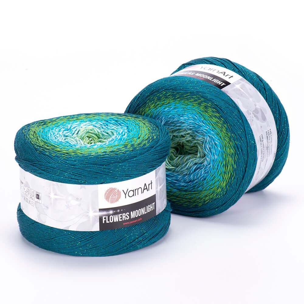 YARNART FLOWERS MOONLIGHT - GLITERRY MULTICOLOR KNITTING YARN VARIEGATED - 3256