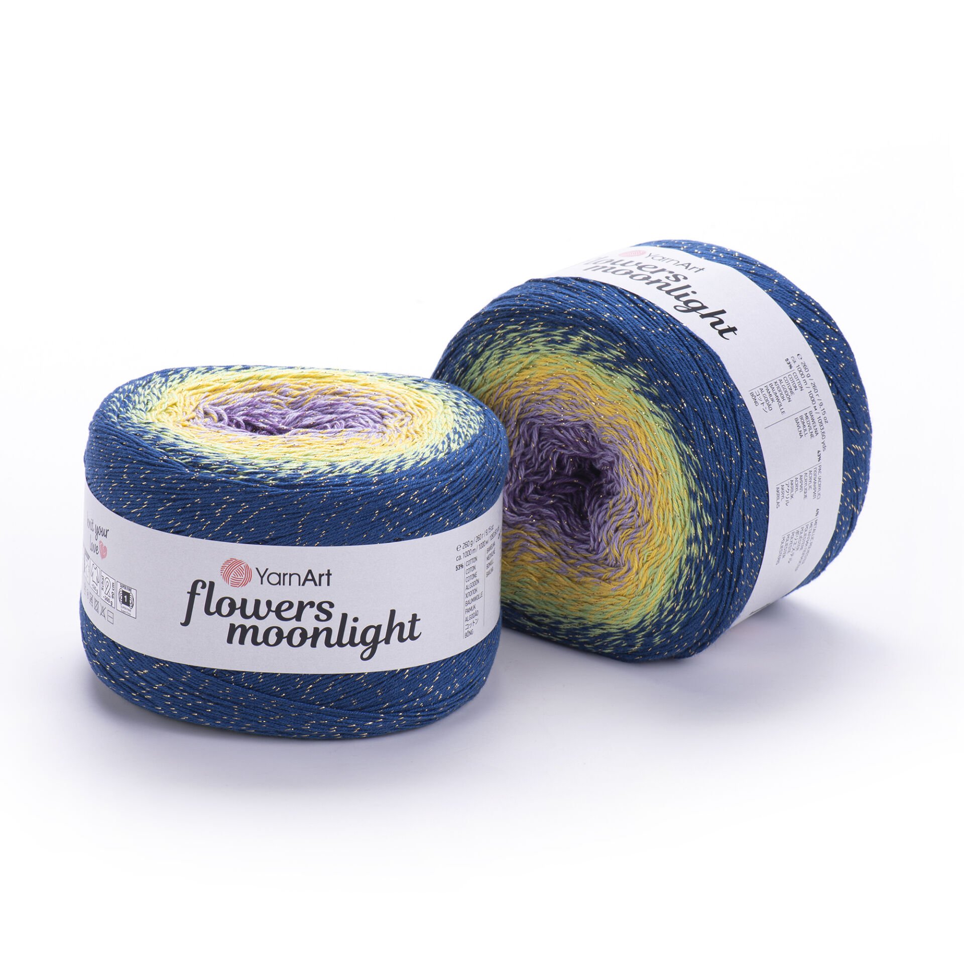 YARNART FLOWERS MOONLIGHT - GLITERRY MULTICOLOR KNITTING YARN VARIEGATED - 3257