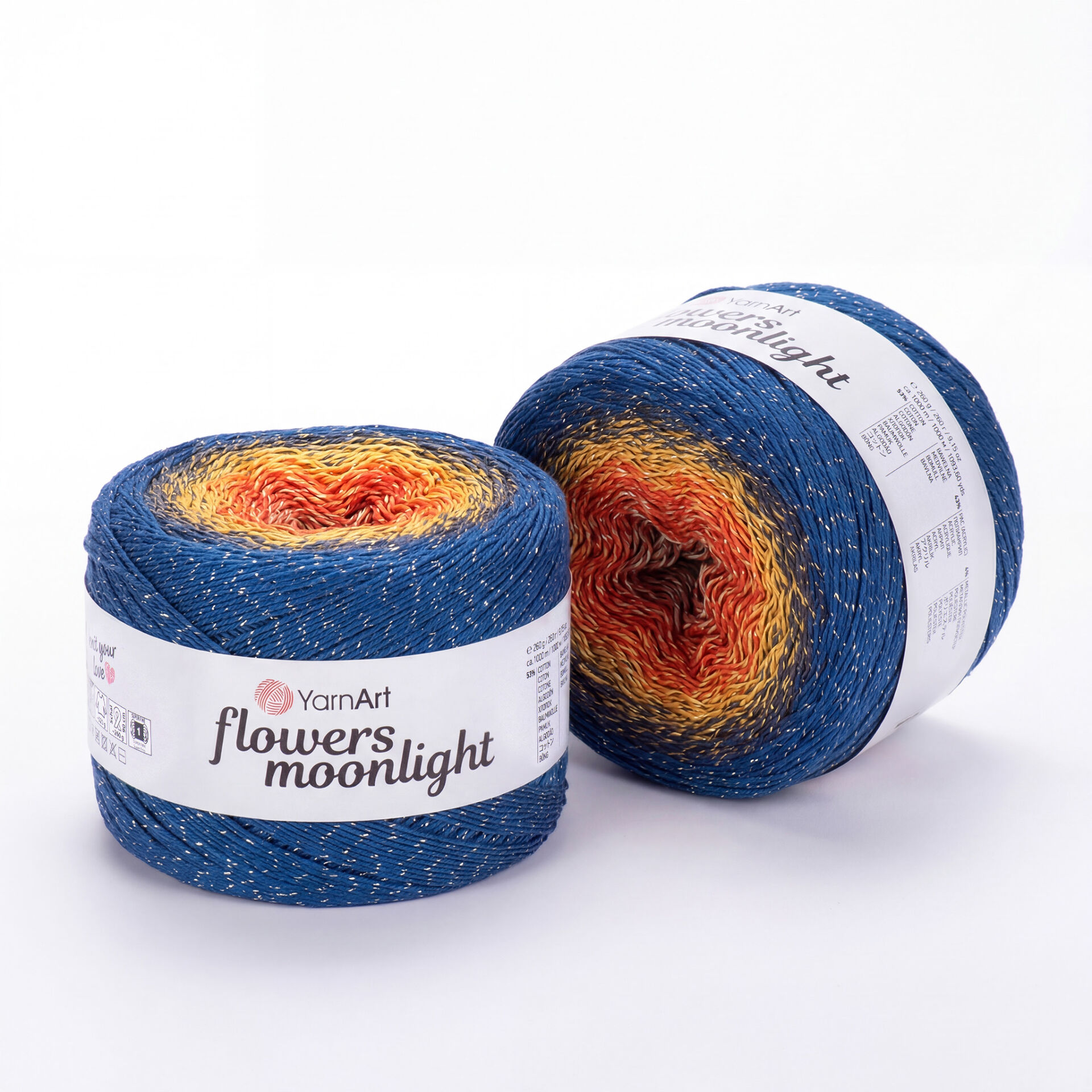 YARNART FLOWERS MOONLIGHT - GLITERRY MULTICOLOR KNITTING YARN VARIEGATED - 3258