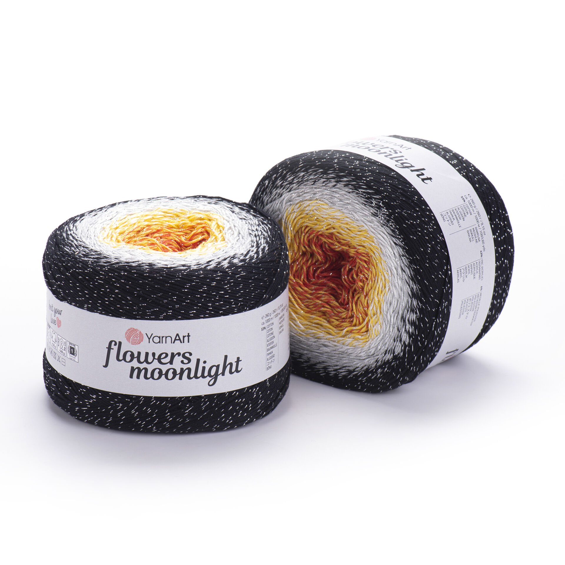 YARNART FLOWERS MOONLIGHT - GLITERRY MULTICOLOR KNITTING YARN VARIEGATED - 3259