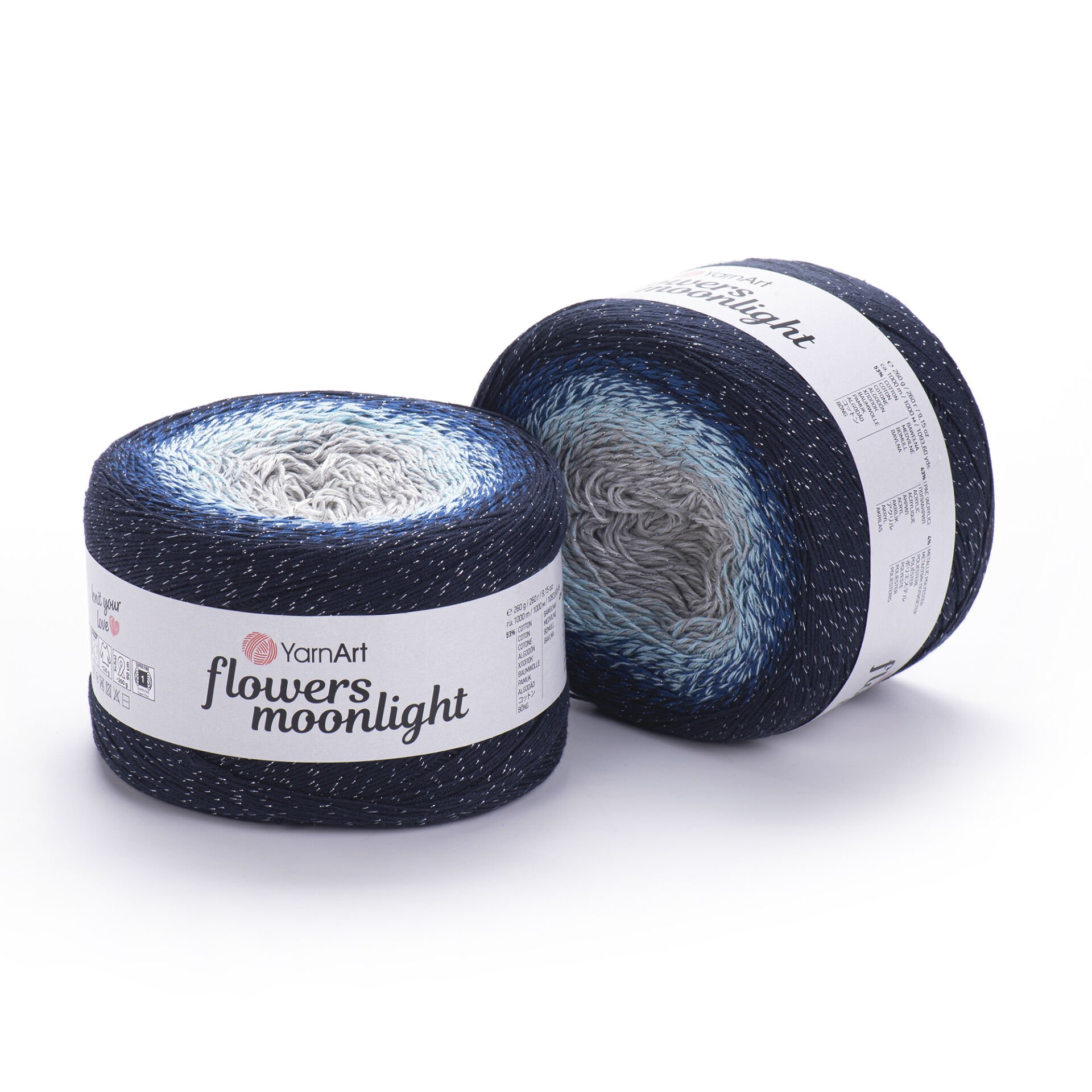 YARNART FLOWERS MOONLIGHT - GLITERRY MULTICOLOR KNITTING YARN VARIEGATED - 3261