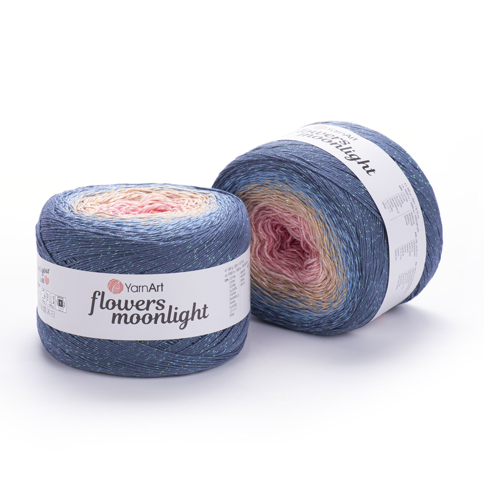 YARNART FLOWERS MOONLIGHT - GLITERRY MULTICOLOR KNITTING YARN VARIEGATED - 3262
