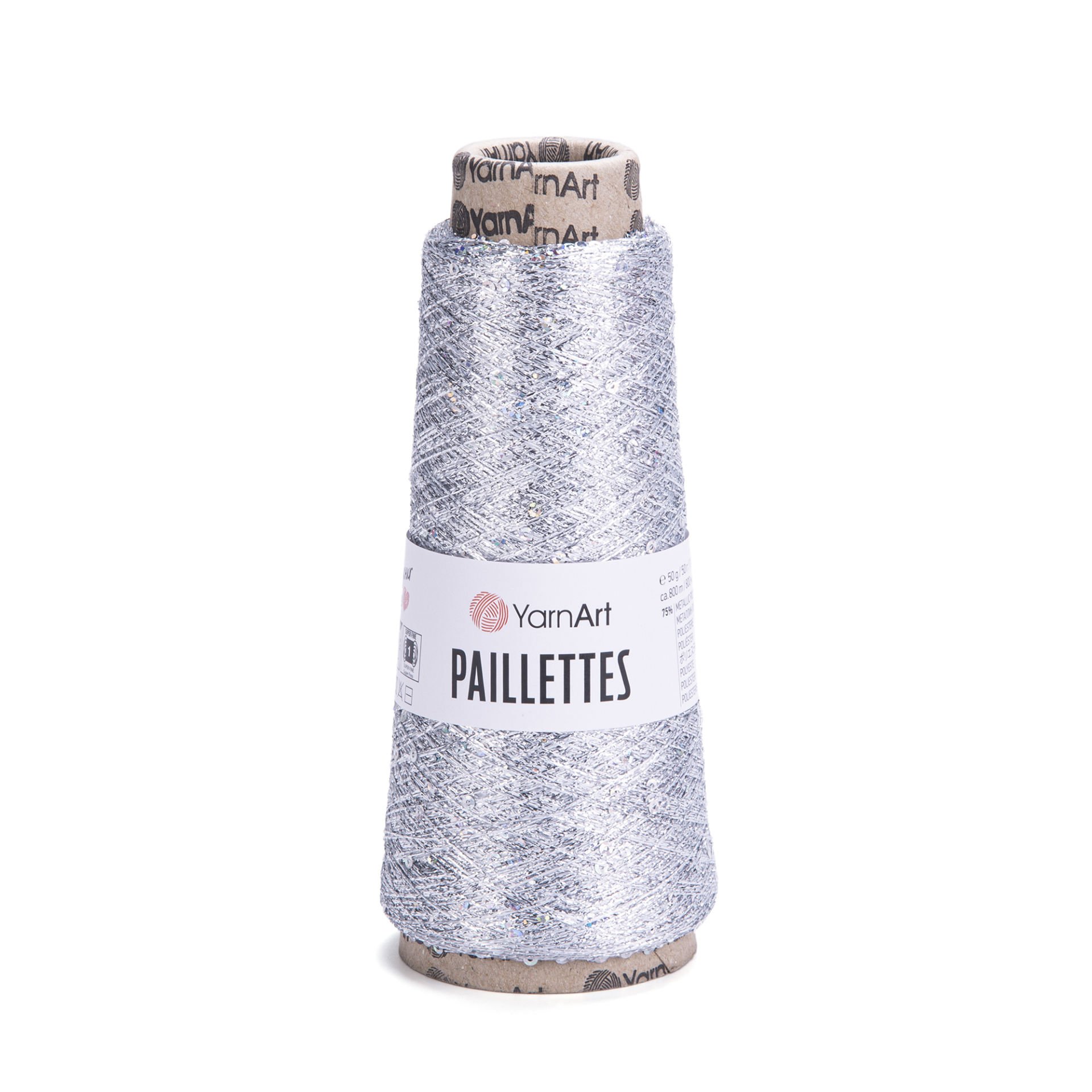 YARNART PAILLETTES - KNITTING YARN SILVER - 8001