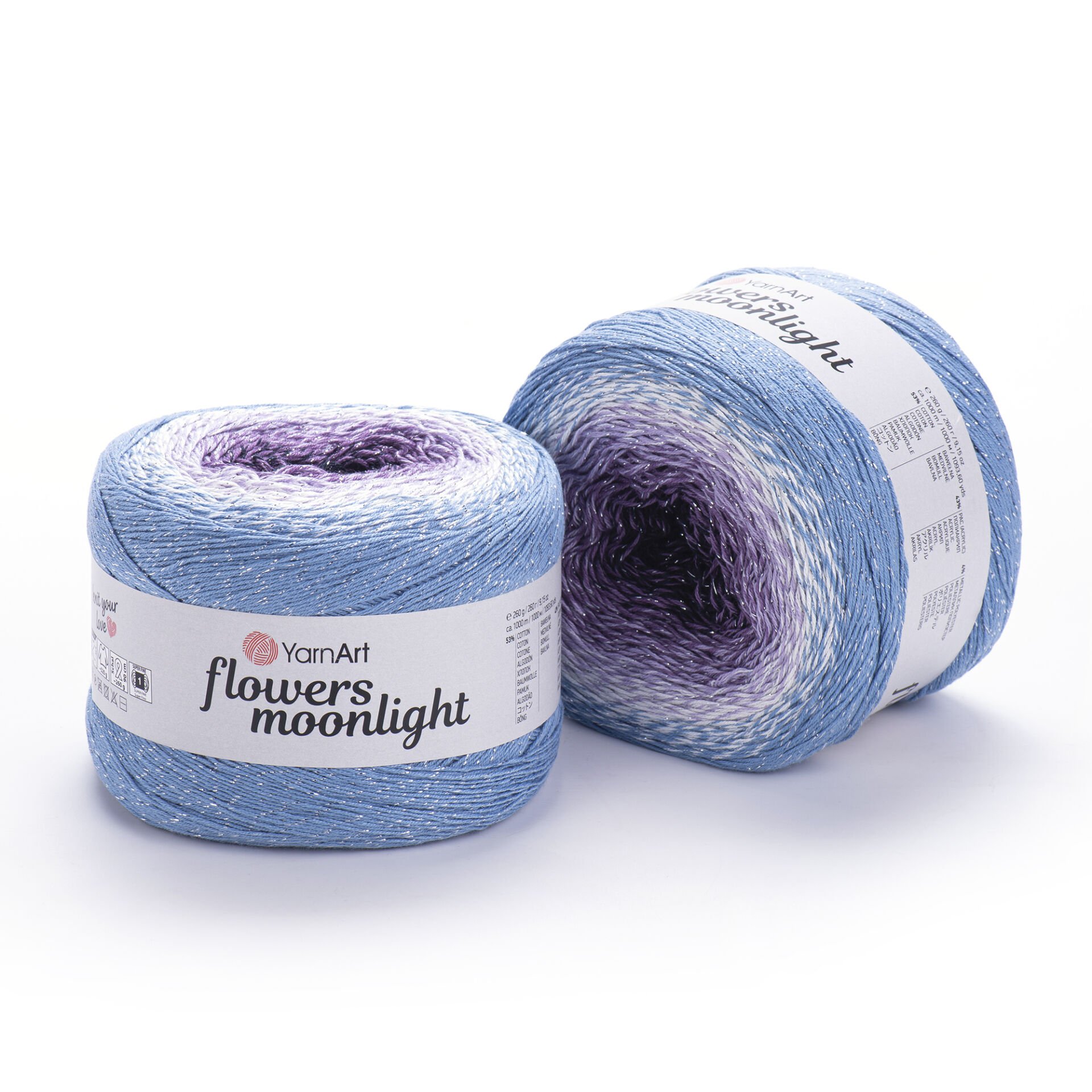 YARNART FLOWERS MOONLIGHT - GLITERRY MULTICOLOR KNITTING YARN VARIEGATED - 3264