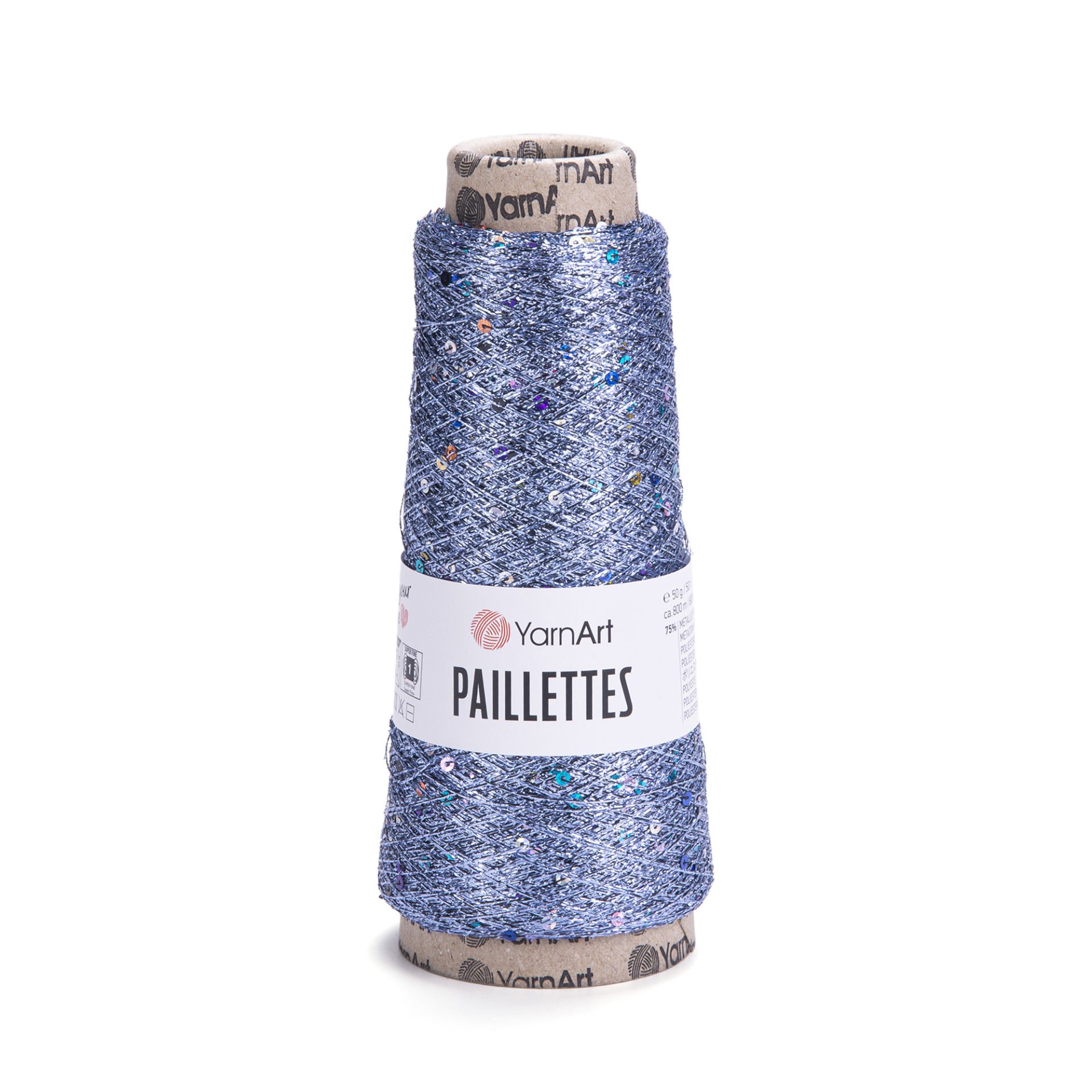 YARNART PAILLETTES - KNITTING YARN BLUE - 8003