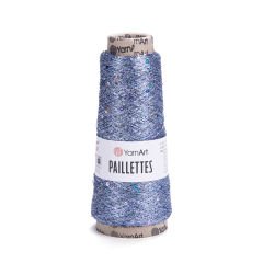 YARNART PAILLETTES - KNITTING YARN BLUE - 8003