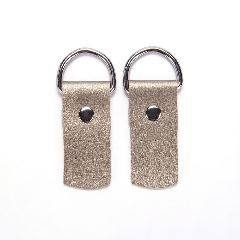 D-RING LEATHER TABS FOR BAG STRAP - 2 PCS GOLD
