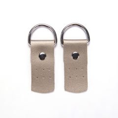 D-RING LEATHER TABS FOR BAG STRAP - 2 PCS GOLD