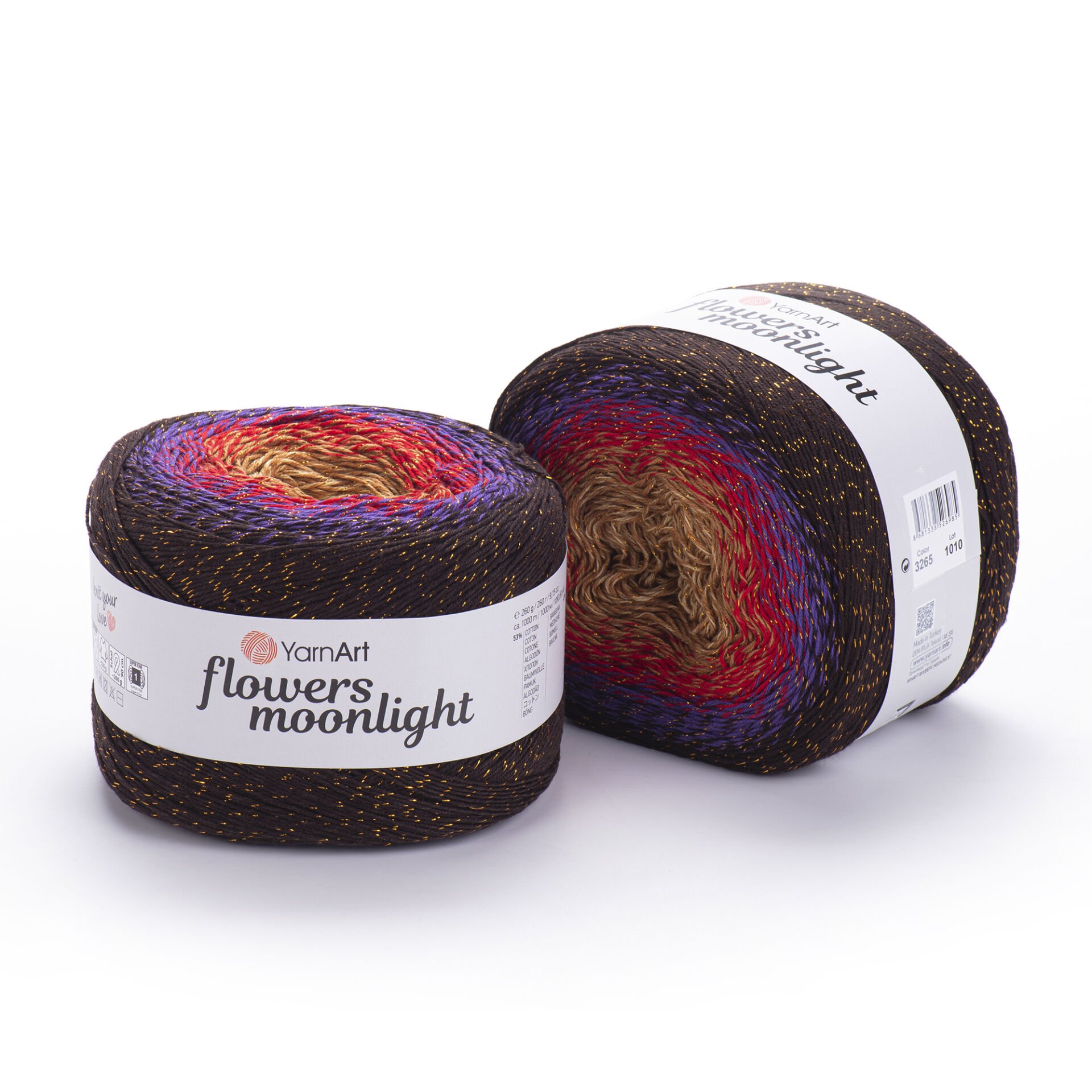 YARNART FLOWERS MOONLIGHT - GLITERRY MULTICOLOR KNITTING YARN VARIEGATED - 3265