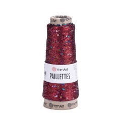 YARNART PAILLETTES - KNITTING YARN RED - 8006