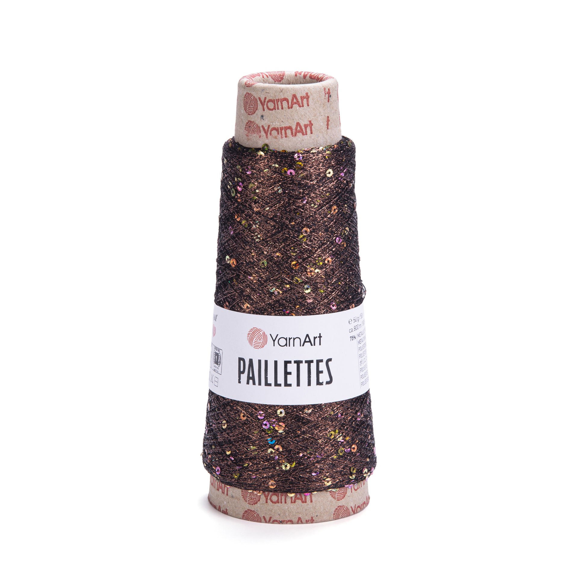 YARNART PAILLETTES - KNITTING YARN BROWN - 8007