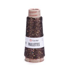 YARNART PAILLETTES - KNITTING YARN BROWN - 8007