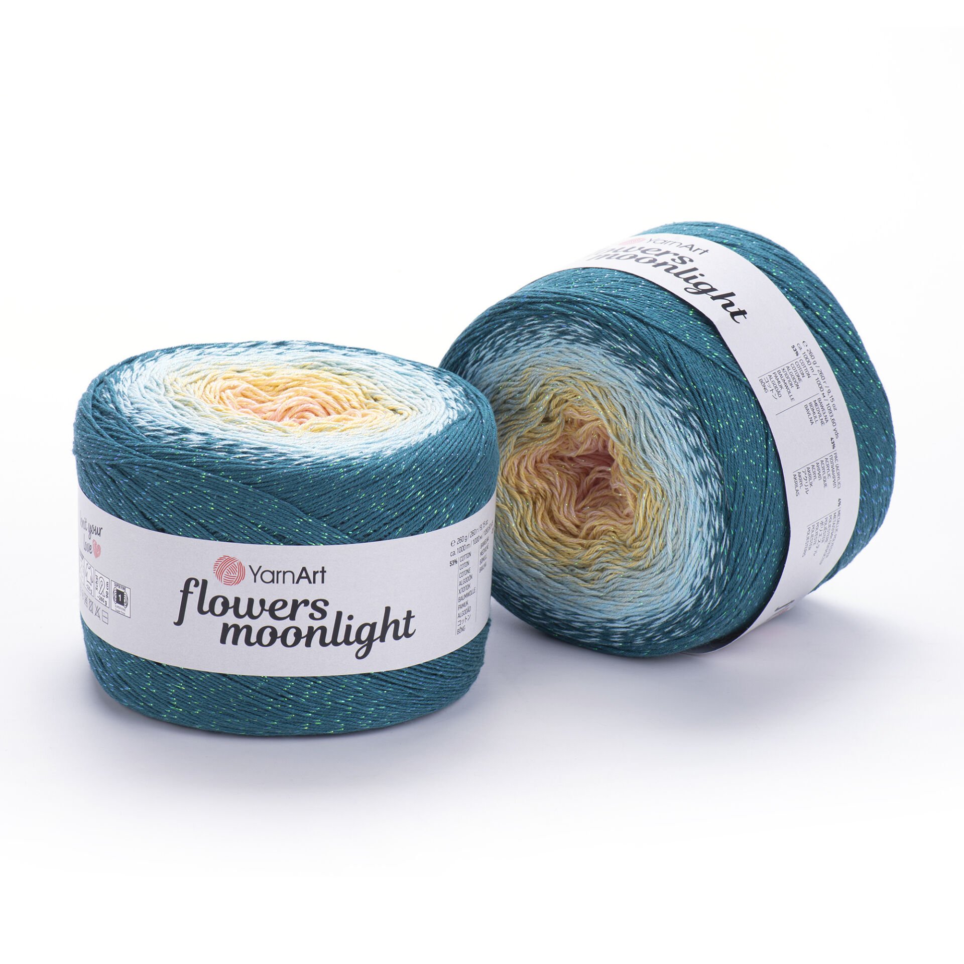 YARNART FLOWERS MOONLIGHT - GLITERRY MULTICOLOR KNITTING YARN VARIEGATED - 3270