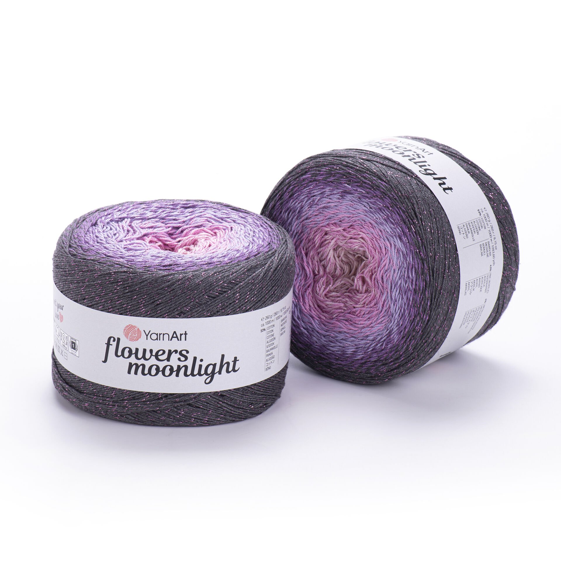 YARNART FLOWERS MOONLIGHT - GLITERRY MULTICOLOR KNITTING YARN VARIEGATED - 3276