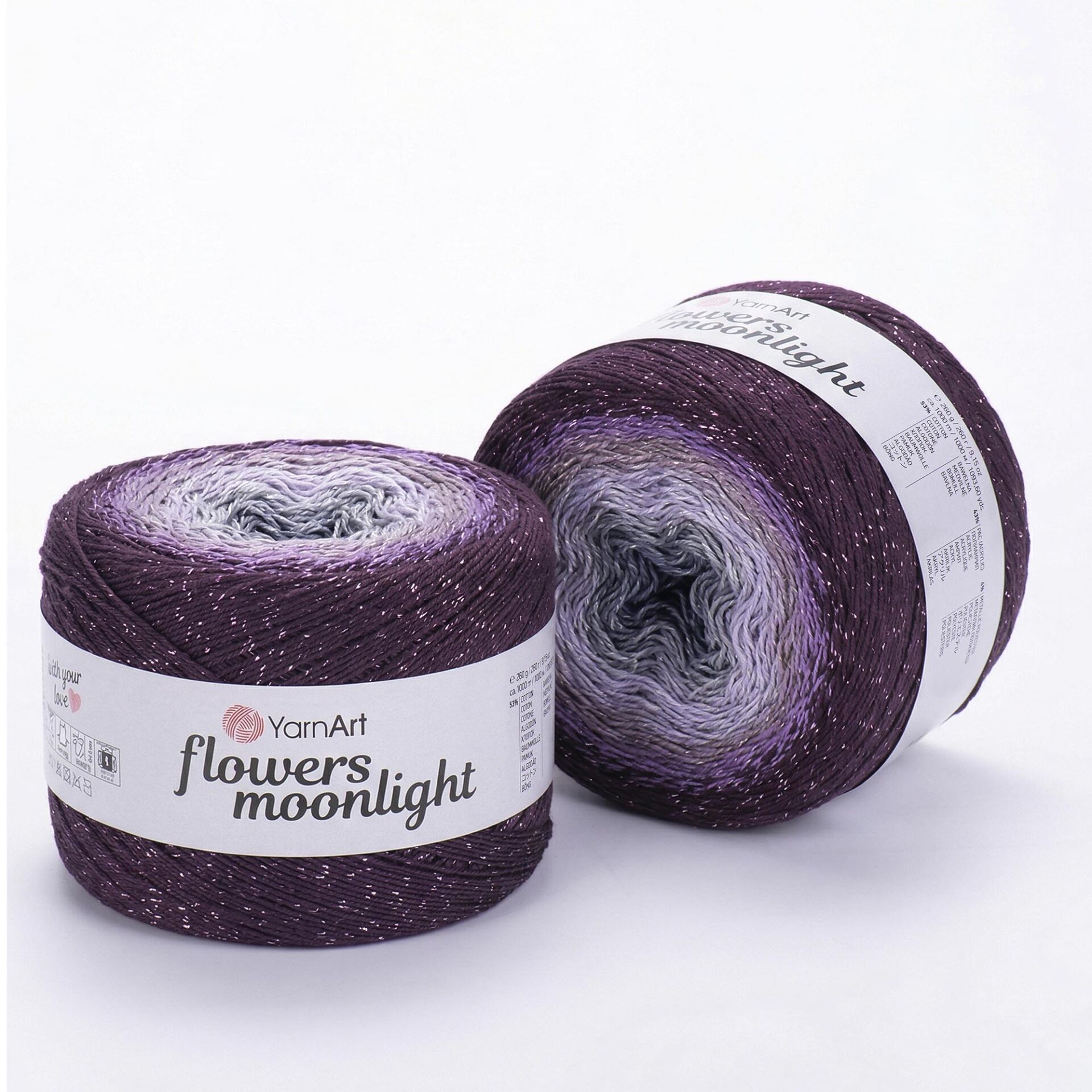 YARNART FLOWERS MOONLIGHT - GLITERRY MULTICOLOR KNITTING YARN VARIEGATED - 3278