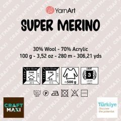 YARNART SUPER MERINO - KNITTING YARN PINK - 1249