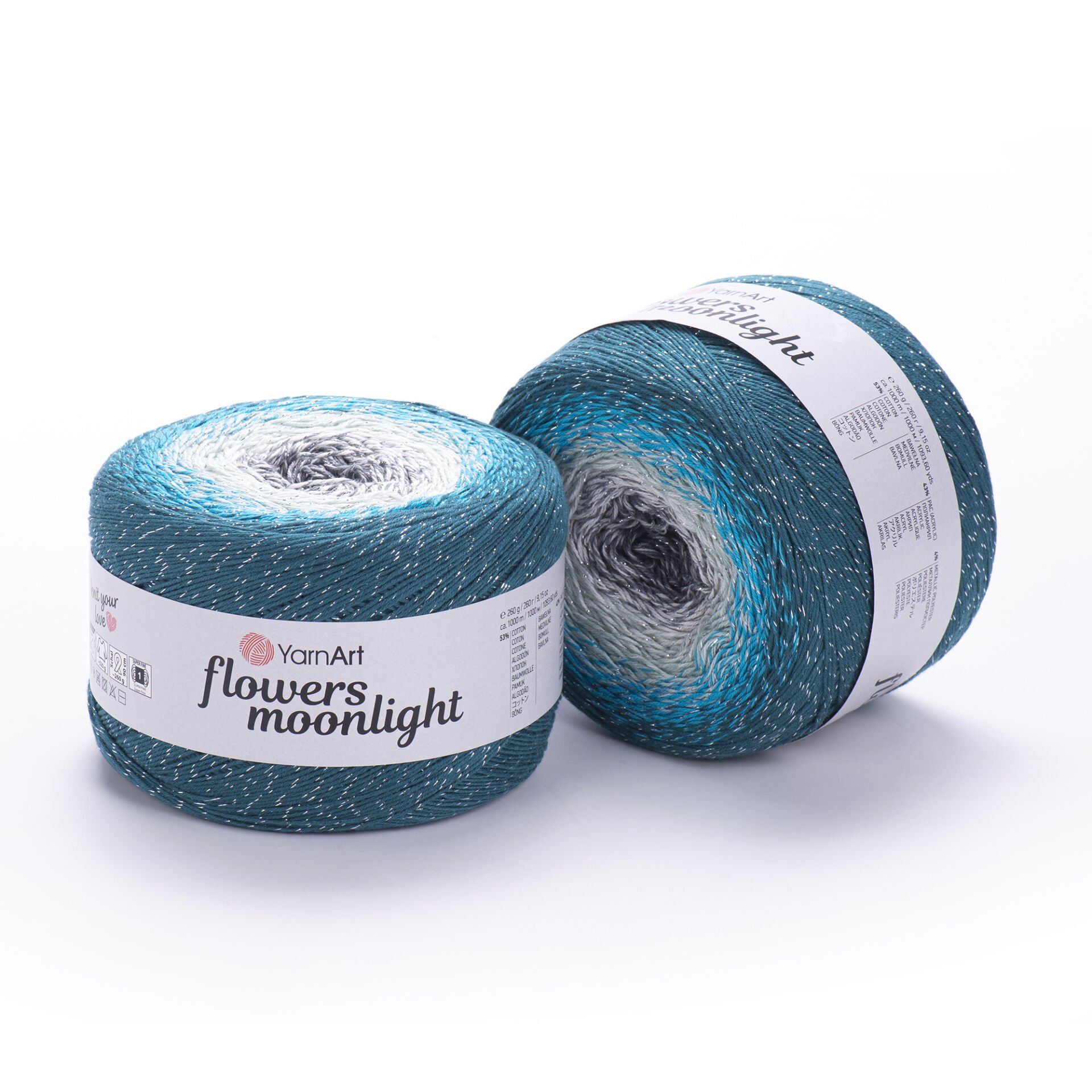 YARNART FLOWERS MOONLIGHT - GLITERRY MULTICOLOR KNITTING YARN VARIEGATED - 3289