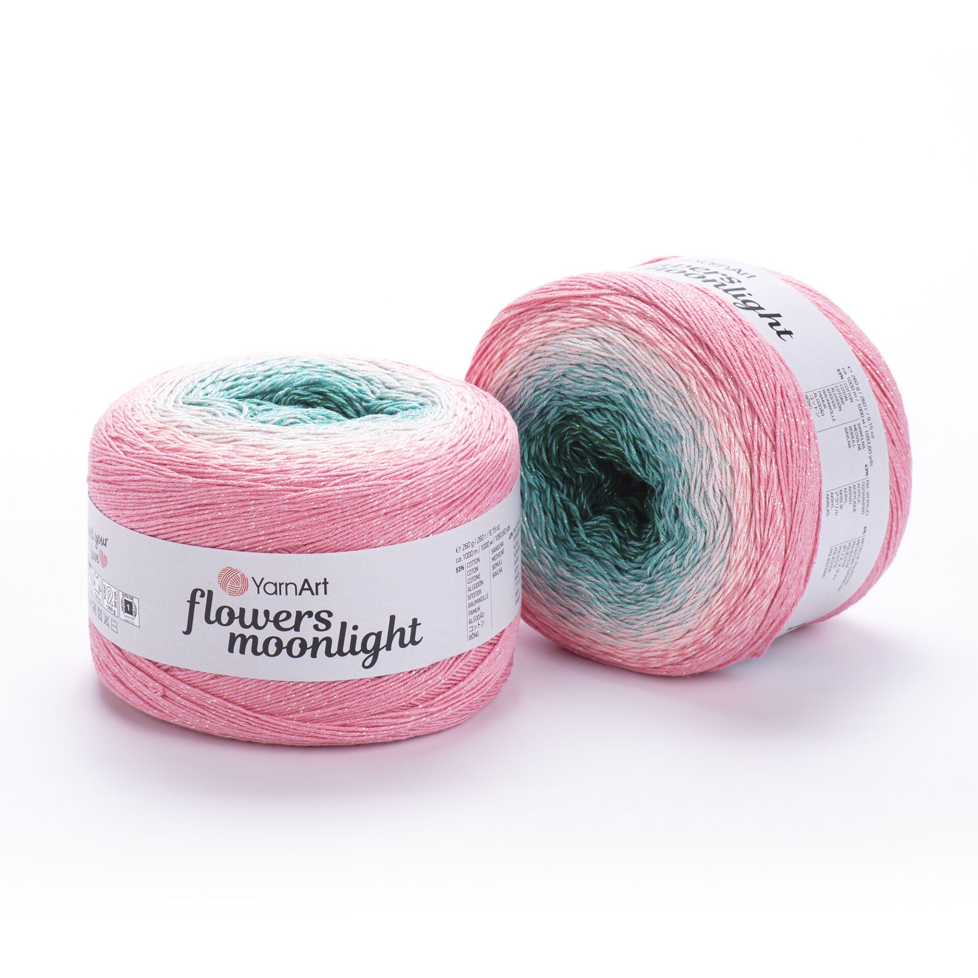 YARNART FLOWERS MOONLIGHT - GLITERRY MULTICOLOR KNITTING YARN VARIEGATED - 3292