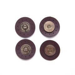 MAGNETIC BUTTONS WITH LEATHER - 2 PCS CLARET