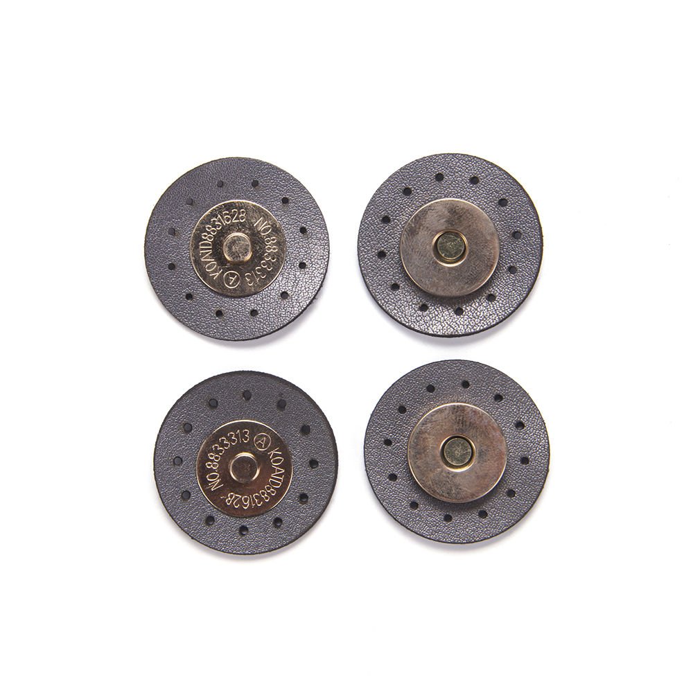 MAGNETIC BUTTONS WITH LEATHER - 2 PCS GREY