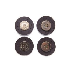 MAGNETIC BUTTONS WITH LEATHER - 2 PCS BROWN