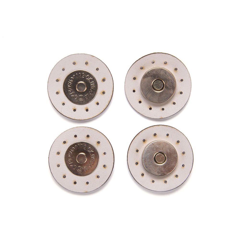 MAGNETIC BUTTONS WITH LEATHER - 2 PCS CREAM