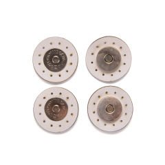 MAGNETIC BUTTONS WITH LEATHER - 2 PCS CREAM