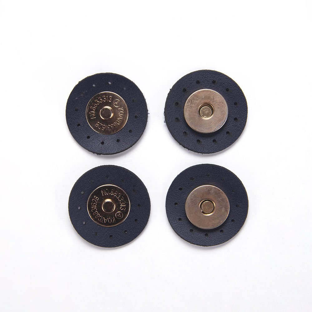 MAGNETIC BUTTONS WITH LEATHER - 2 PCS NAVY