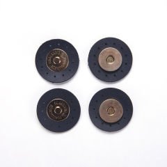 MAGNETIC BUTTONS WITH LEATHER - 2 PCS NAVY