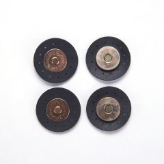 MAGNETIC BUTTONS WITH LEATHER - 2 PCS BLACK