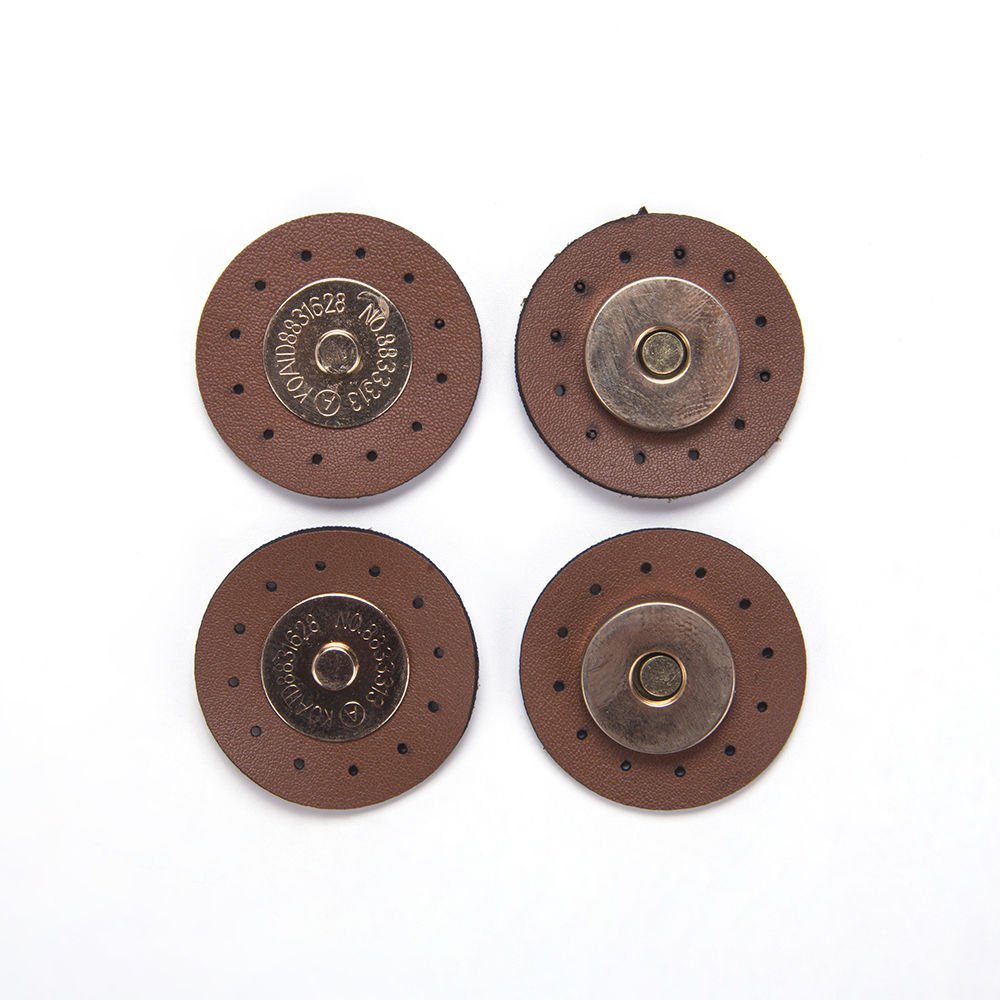MAGNETIC BUTTONS WITH LEATHER - 2 PCS GINGER