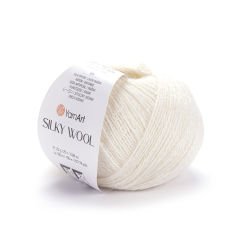 YARNART SILKY WOOL - KNITTING YARN CREAM - 330