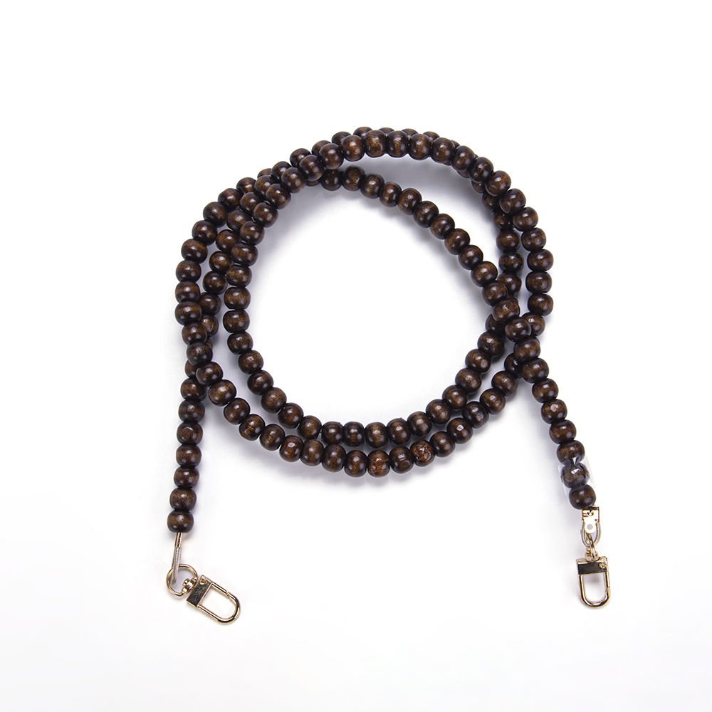 120 CM WOODEN BEADED BAG STRAP BROWN