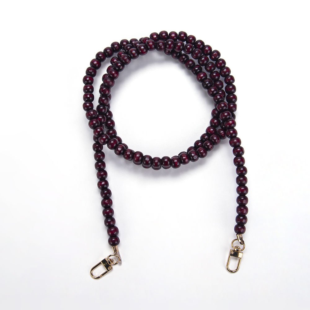 120 CM WOODEN BEADED BAG STRAP REDDISH BROWN
