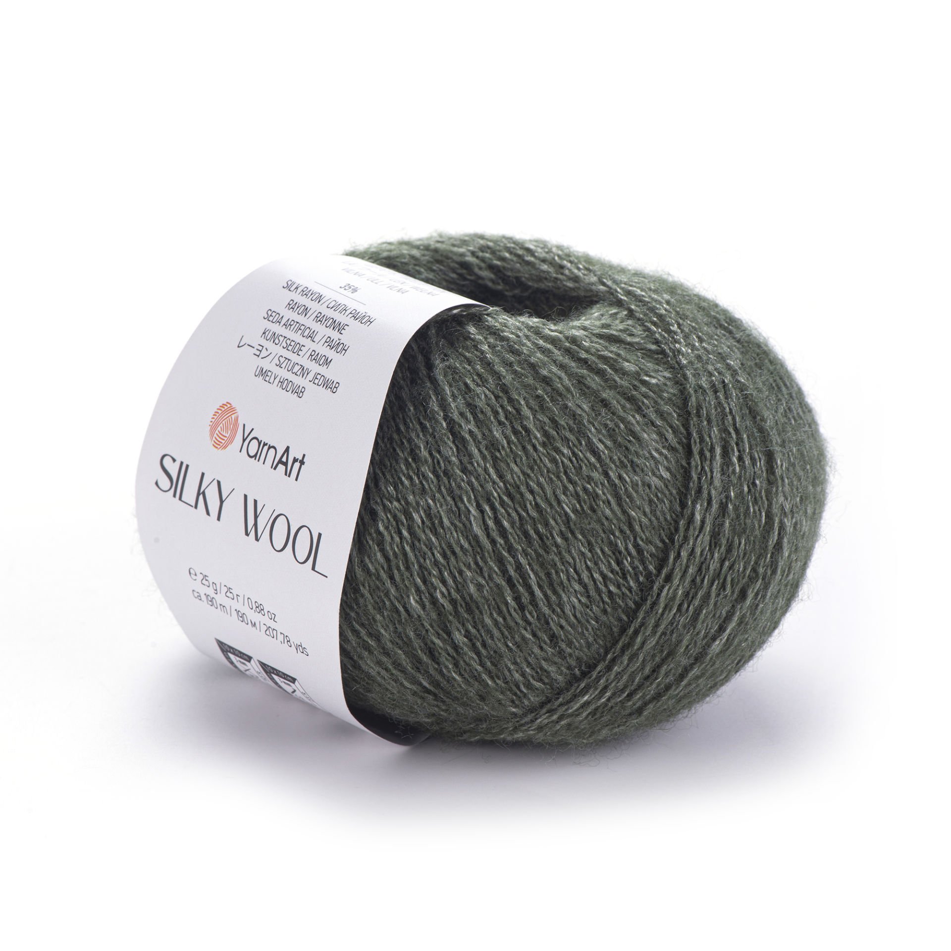 YARNART SILKY WOOL - KNITTING YARN OLIVE GREEN - 346