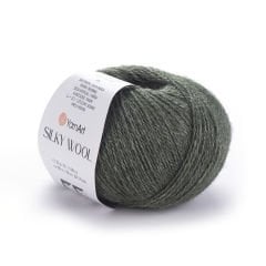 YARNART SILKY WOOL - KNITTING YARN OLIVE GREEN - 346