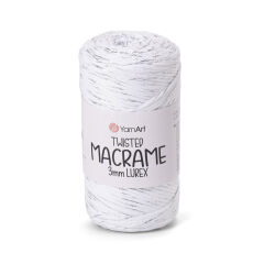 YARNART TWISTED MACRAME 3 MM LUREX - MACRAME CORD WHITE - 751