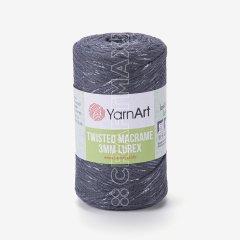 YARNART TWISTED MACRAME 3 MM LUREX - MACRAME CORD ANTHRACITE - 758