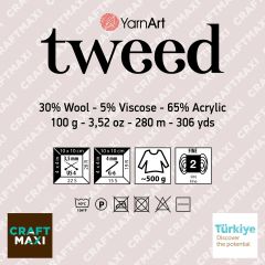 YARNART TWEED - KNITTING YARN BLACK - 228