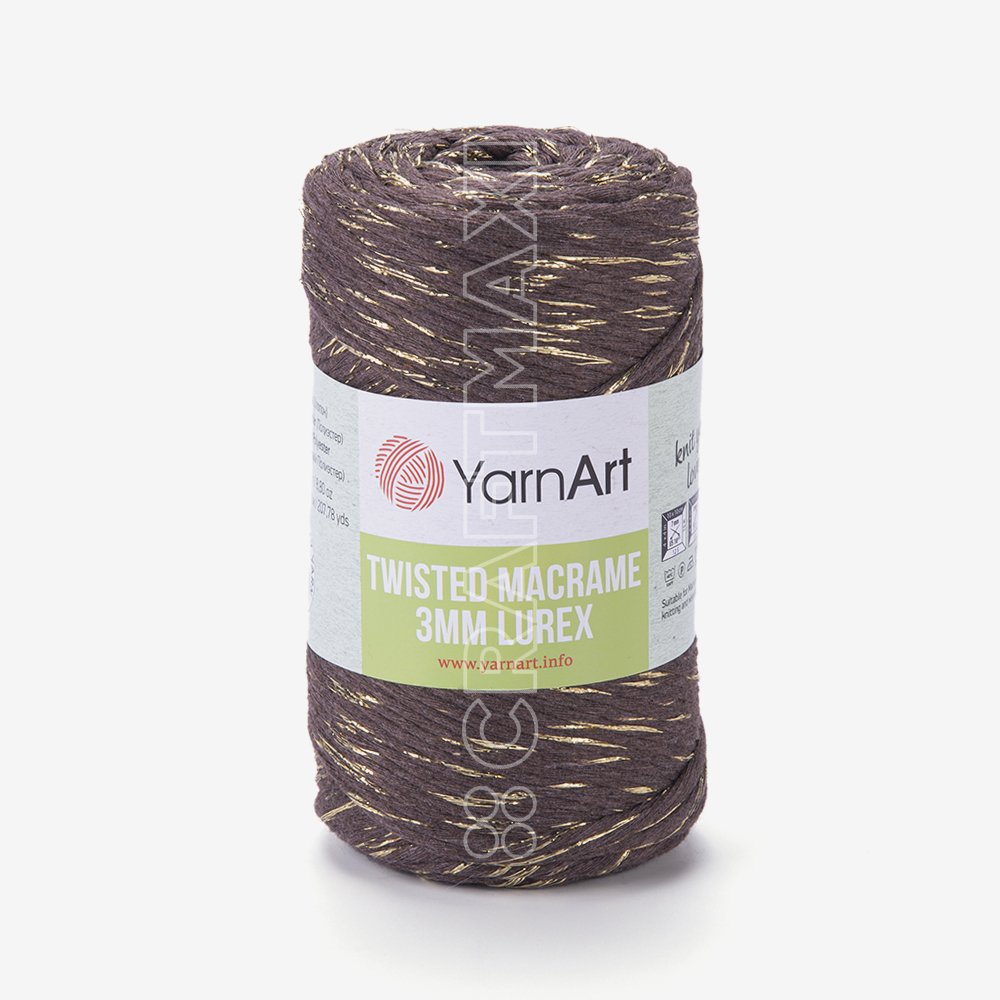 YARNART TWISTED MACRAME 3 MM LUREX - MACRAME CORD BROWN - 769