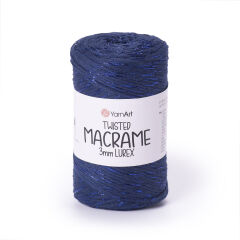 YARNART TWISTED MACRAME 3 MM LUREX - MACRAME CORD NAVY - 784