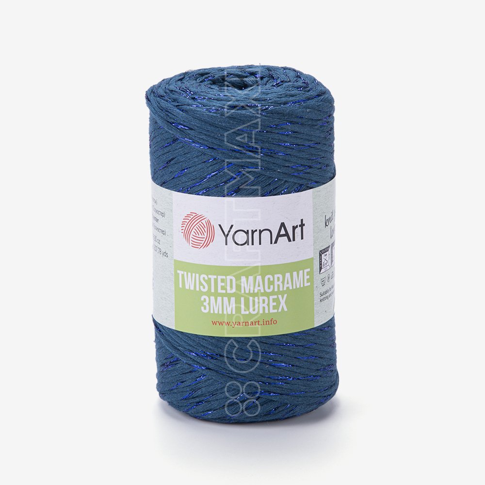 YARNART TWISTED MACRAME 3 MM LUREX - MACRAME CORD PETROL BLUE - 789