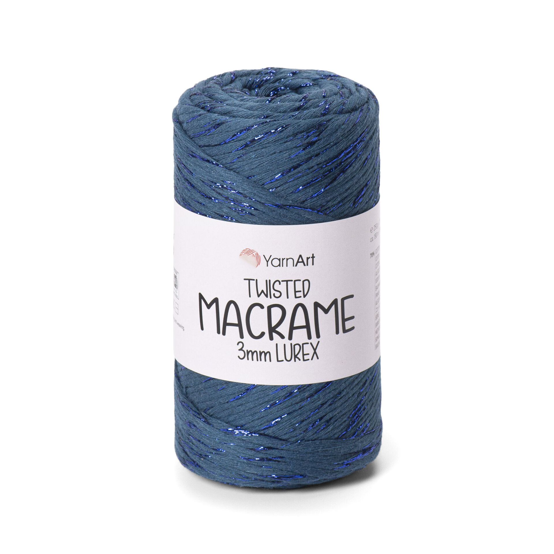 YARNART TWISTED MACRAME 3 MM LUREX - MACRAME CORD PETROL BLUE - 789