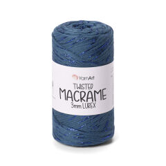 YARNART TWISTED MACRAME 3 MM LUREX - MACRAME CORD PETROL BLUE - 789