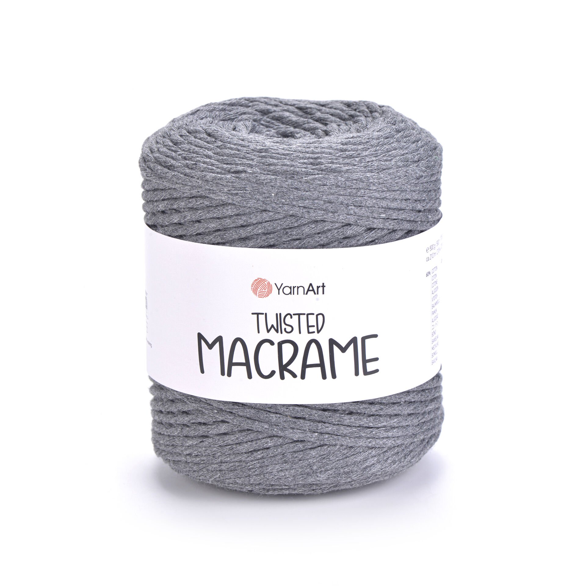 YARNART TWISTED MACRAME - MACRAME CORD GREY - 758