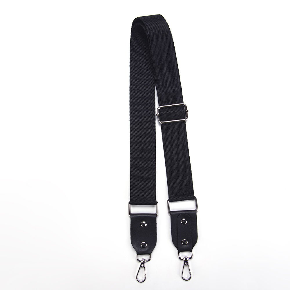 ADJUSTABLE LEATHER TIP BAG STRAP BLACK