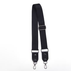 ADJUSTABLE LEATHER TIP BAG STRAP BLACK