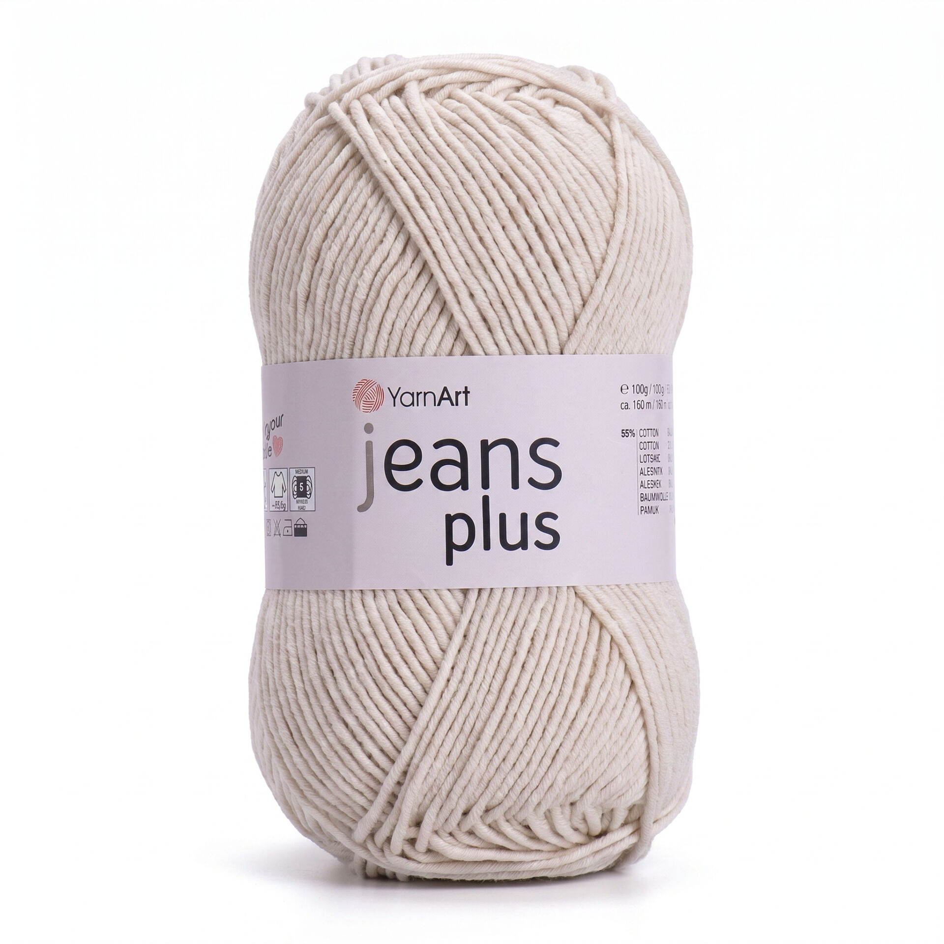 YARNART JEANS PLUS - KNITTING YARN CREAM - 05