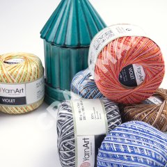 YARNART VIOLET MELANGE - MULTICOLOR MERCERIZED LACE YARN